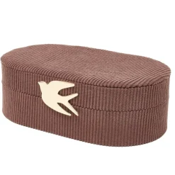 Boîte à bijoux ovale velours fermoir métal doré hirondelle 22x13xH6,5cm (2 modèles) < Gifi Hot