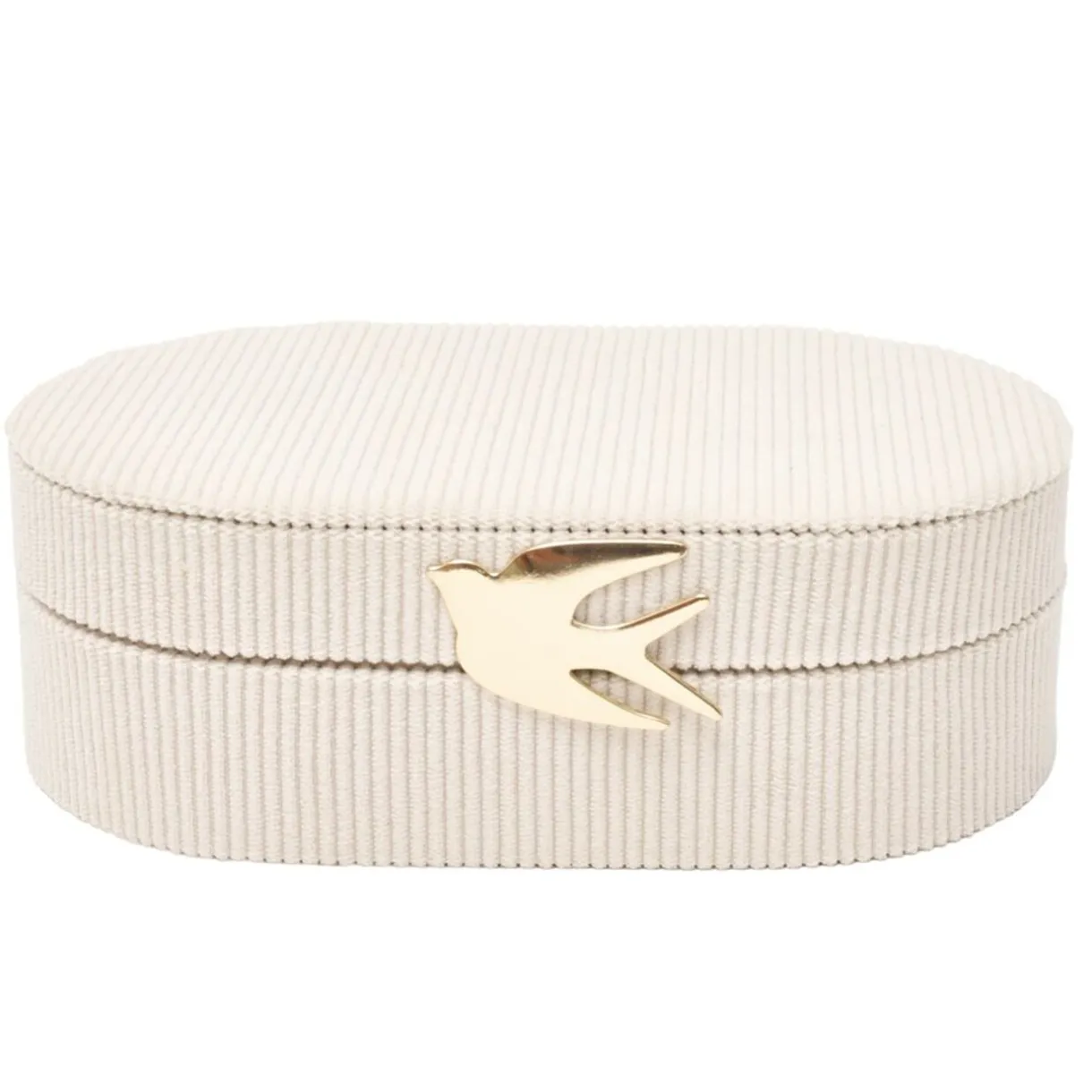 Boîte à bijoux ovale velours fermoir métal doré hirondelle 22x13xH6,5cm (2 modèles) < Gifi Hot