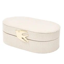 Boîte à bijoux ovale velours fermoir métal doré hirondelle 22x13xH6,5cm (2 modèles) < Gifi Hot