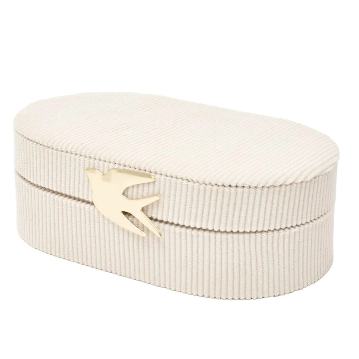 Boîte à bijoux ovale velours fermoir métal doré hirondelle 22x13xH6,5cm (2 modèles) < Gifi Hot