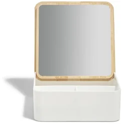 Boîte à bijoux rectangulaire avec miroir 14,6x14,6xH5,6cm
