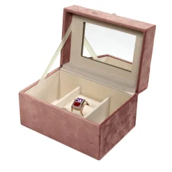 Boîte à bijoux revêtement velours rose 14x10xH8cm < Gifi Sale