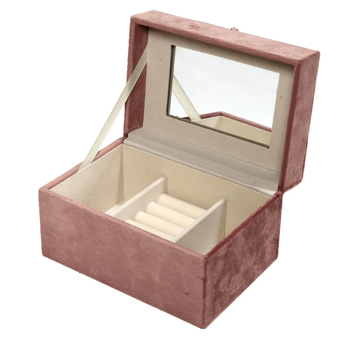 Boîte à bijoux revêtement velours rose 14x10xH8cm < Gifi Sale
