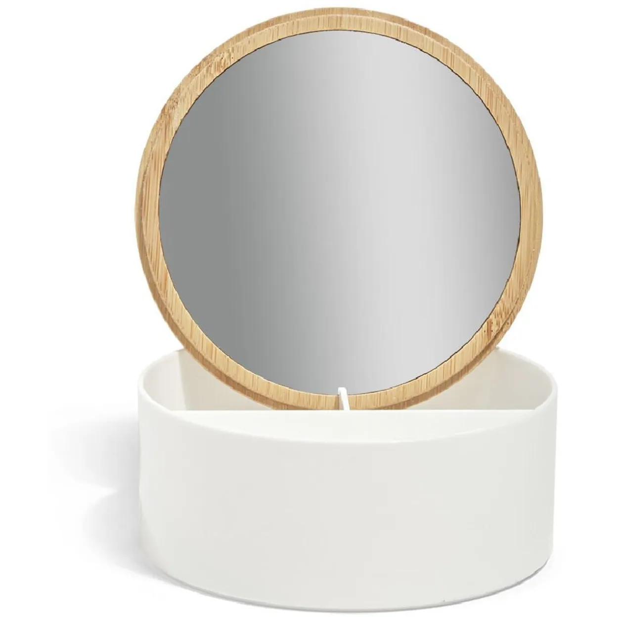 Boîte à bijoux ronde avec miroir Ø14xH6,5cm