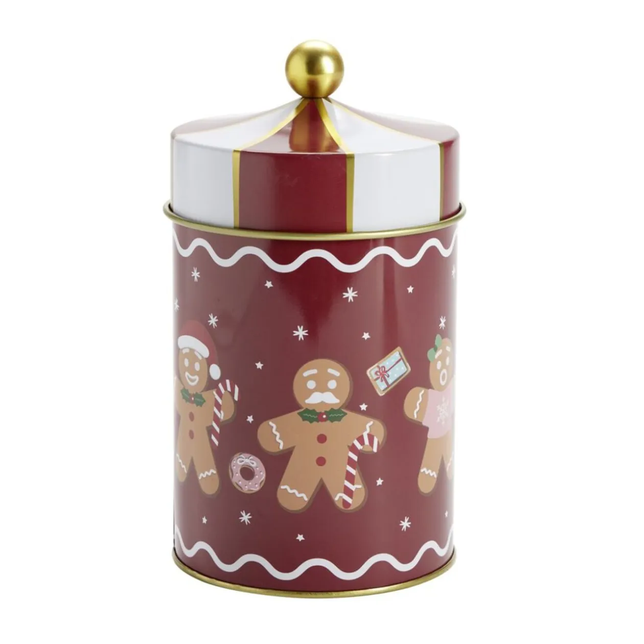 Boîte à biscuits forme carrousel étain motif Noël Ø10xH18cm (2 modèles)