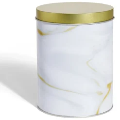 Boîte à biscuits ronde métal blanc doré Ø10,5H14cm < Gifi Sale