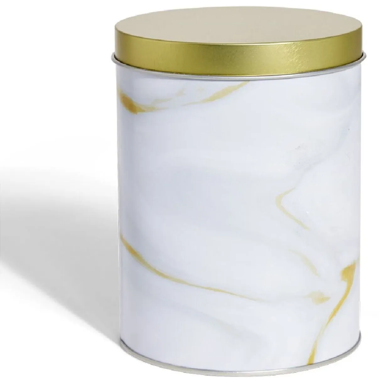 Boîte à biscuits ronde métal blanc doré Ø10,5H14cm < Gifi Sale