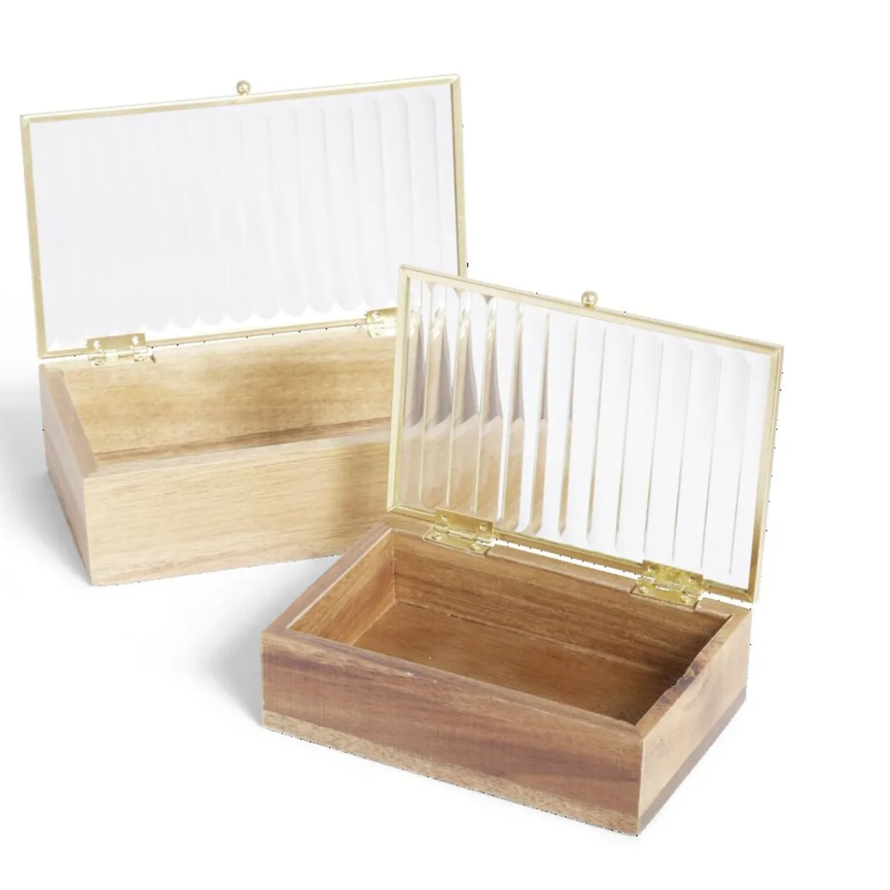 Boîte bois d'acacia et verre taille S 15x10x4,6cm