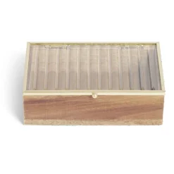 Boîte bois d'acacia et verre taille S 15x10x4,6cm