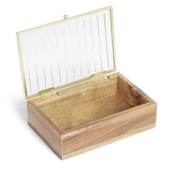 Boîte bois d'acacia et verre taille S 15x10x4,6cm