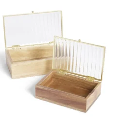 Boîte bois d'acacia et verre taille L 18x10x5,3cm < Gifi Clearance