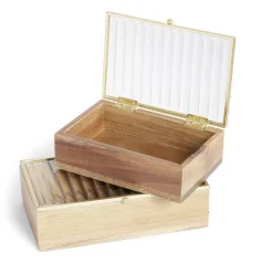 Boîte bois d'acacia et verre taille L 18x10x5,3cm < Gifi Clearance