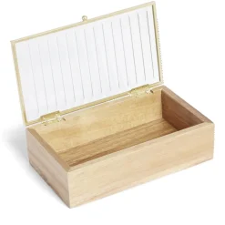 Boîte bois d'acacia et verre taille L 18x10x5,3cm < Gifi Clearance