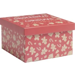 Boîte cadeau Noël x3 pliable 3 tailles motif pain d'épices