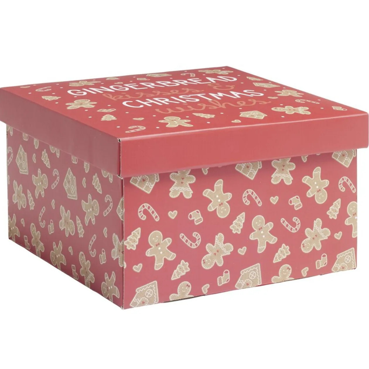 Boîte cadeau Noël x3 pliable 3 tailles motif pain d'épices