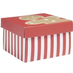 Boîte cadeau Noël x3 pliable 3 tailles motif pain d'épices