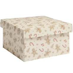 Boîte cadeau Noël x3 pliable 3 tailles motif pain d'épices