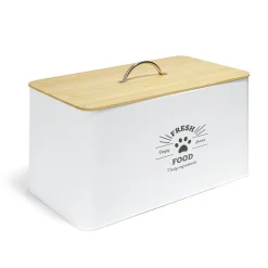 Boîte à croquettes en métal avec couvercle en bambou < Gifi Clearance