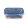 Boîte de conservation alimentaire hermétique verre et plastique bleu 640ml