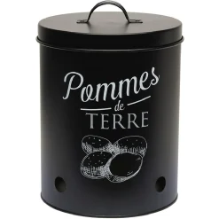 Boîte de conservation métal noir pour pomme de terre