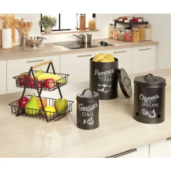 Boîte de conservation métal noir pour oignon < Gifi Online