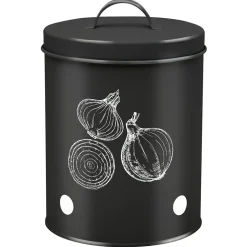Boîte de conservation oignon métal noir Ø16xH22.5cm < Gifi