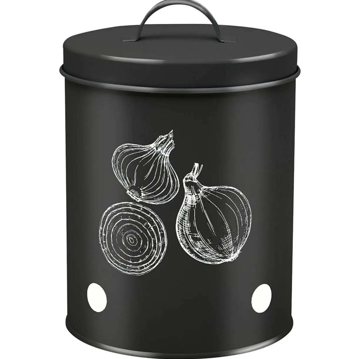 Boîte de conservation oignon métal noir Ø16xH22.5cm < Gifi