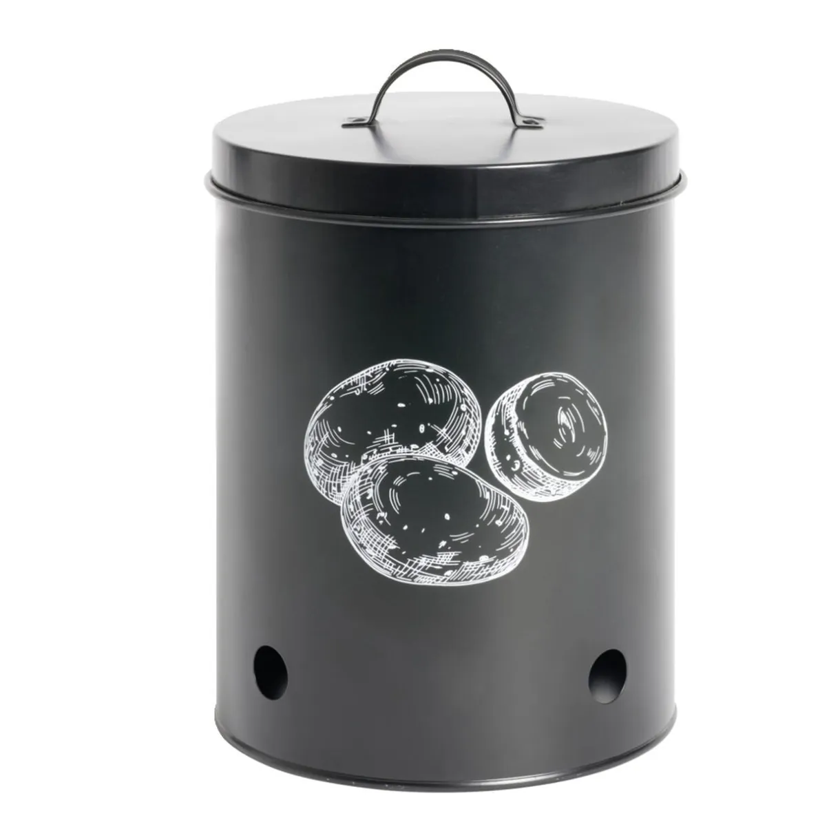 Boîte de conservation pommes de terre métal noir Ø18xH25.5cm < Gifi Sale