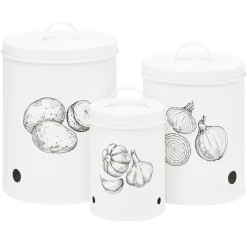 Boîte de conservation pour ail en métal blanc