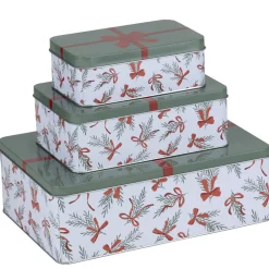 Boîte de conservation rectangulaire X3 métal motif Noël