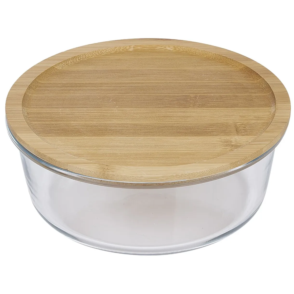 Boîte de conservation ronde en verre avec couvercle en bambou 1,2L < Gifi Sale
