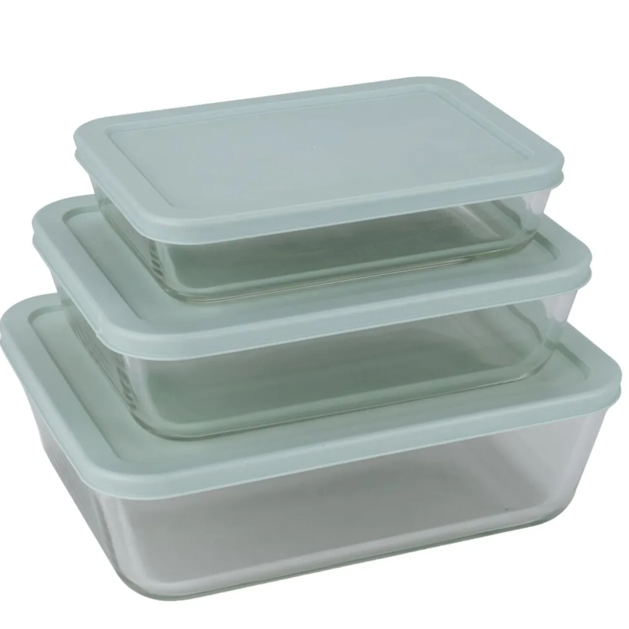 Boîte de conservation x3 verre et plastique 820/1550/2650ml (2 modèles vert ou rose)