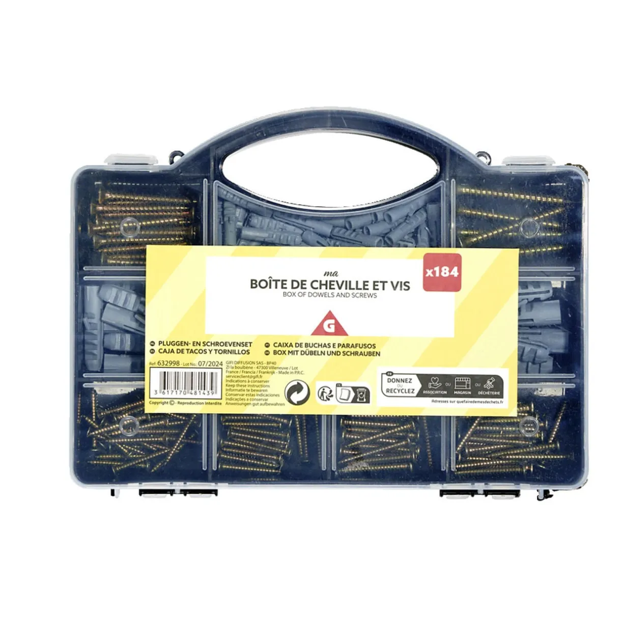 Boîte de 184 pièces de chevilles et vis < Gifi Clearance