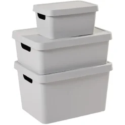 Boîte de rangement avec couvercle grise 11 L