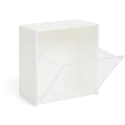 Boîte de rangement blanche avec ouverture frontale transparente 8,5x8,5cm