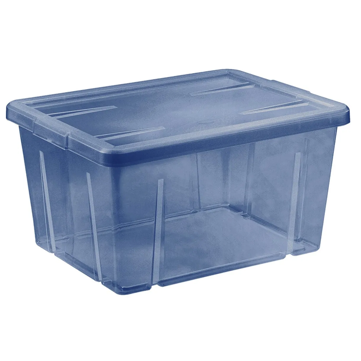 Boîte de rangement bleu avec couvercle 30L < Gifi