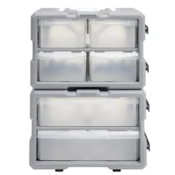 Boîte de rangement bricolage modulable plastique gris 4 casiers 28x17xH16cm < Gifi Discount