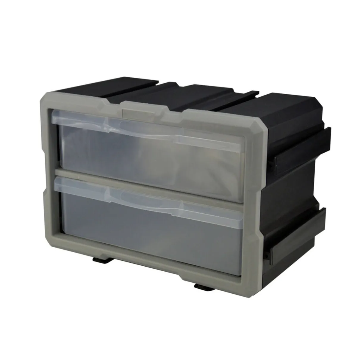 Boîte de rangement bricolage modulable plastique gris 2 casiers 28x17xH16cm < Gifi Discount