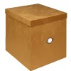 Boîte de rangement carrée velours marron 32x32xH35cm - Taille L