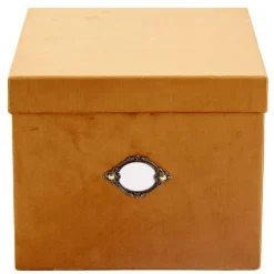Boîte de rangement carrée velours marron 25x20xH30cm - Taille M