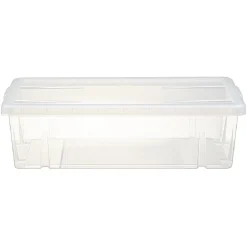 Boîte de rangement dessous de lit blanc transparent avec couvercle 28L