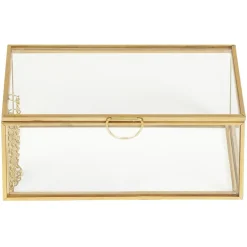 Boîte de rangement en verre et laiton < Gifi Online