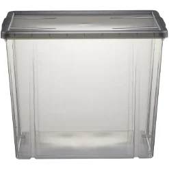 Boîte de rangement ransparente avec couvercle gris 82L