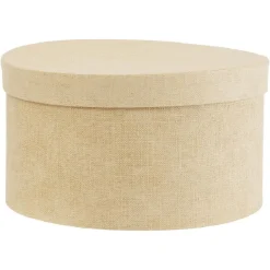 Boîte de rangement ronde beige Ø22xH12cm < Gifi