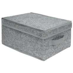 Boîte de rangement tissu tissé avec couvercle 37x25xH16cm (2 modèles)