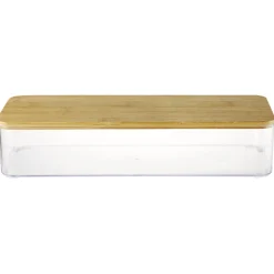 Boîte de rangement x3 plastique transparent couvercle bambou < Gifi Hot