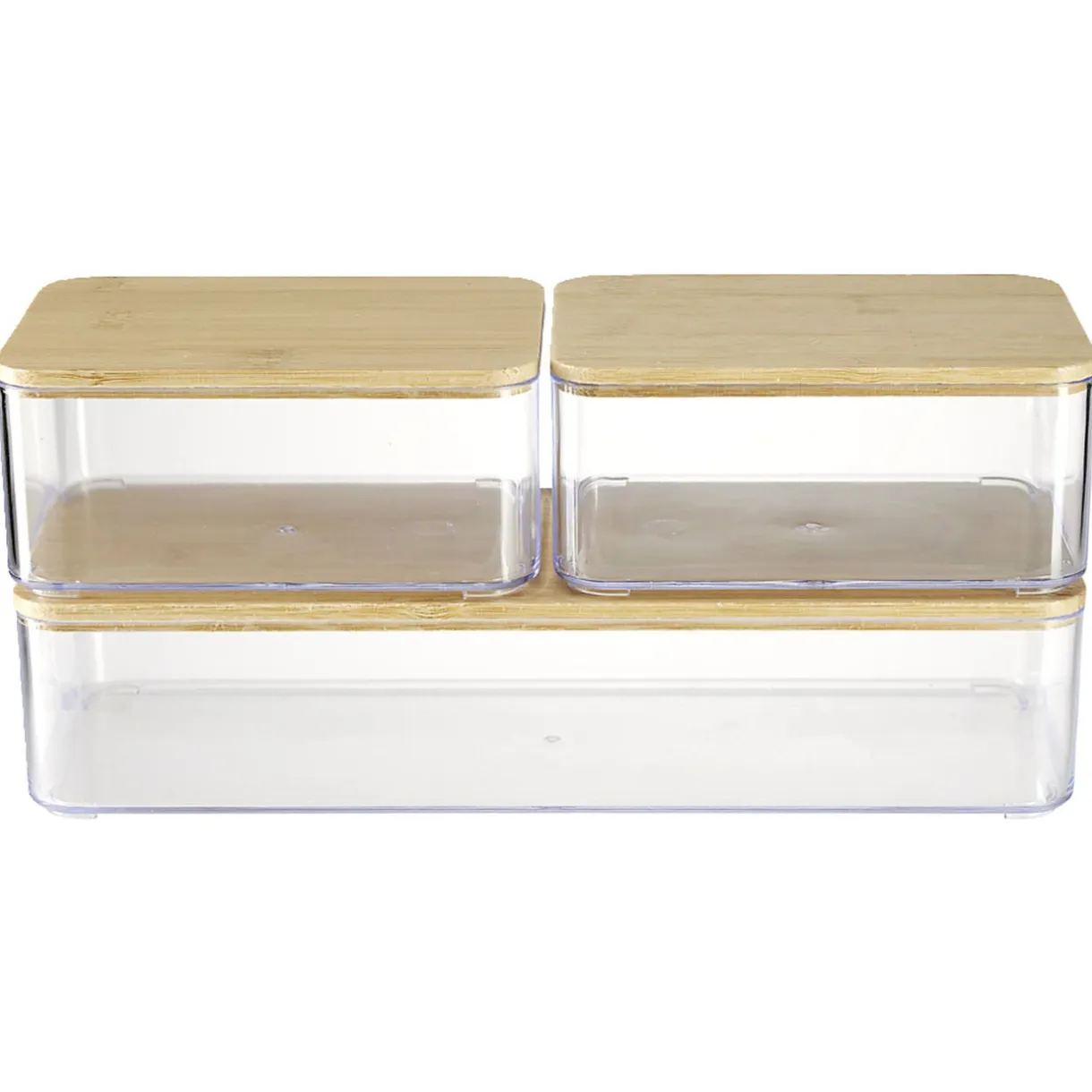 Boîte de rangement x3 plastique transparent couvercle bambou < Gifi Hot