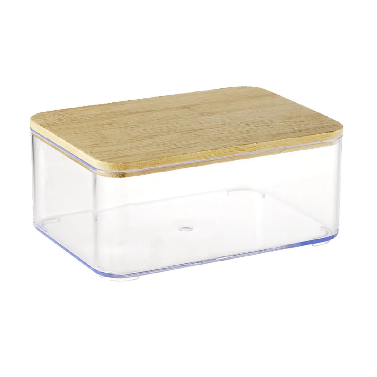 Boîte de rangement x3 plastique transparent couvercle bambou < Gifi Hot