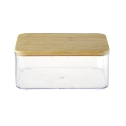Boîte de rangement x3 plastique transparent couvercle bambou < Gifi Hot