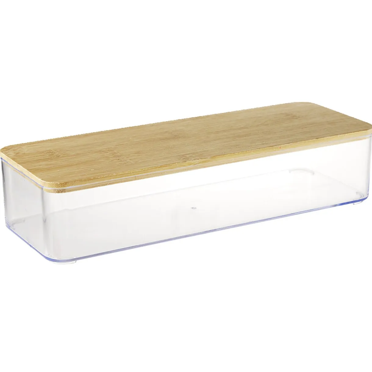 Boîte de rangement x3 plastique transparent couvercle bambou < Gifi Hot